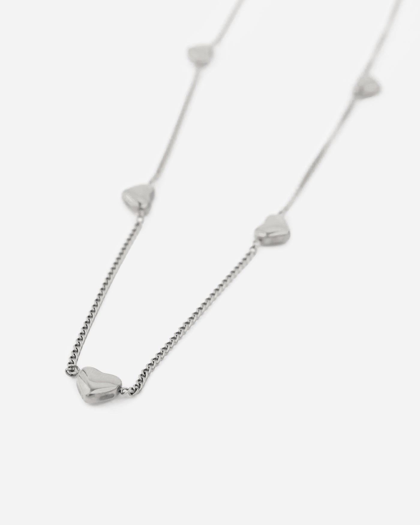Hearts Silver Charm Necklace