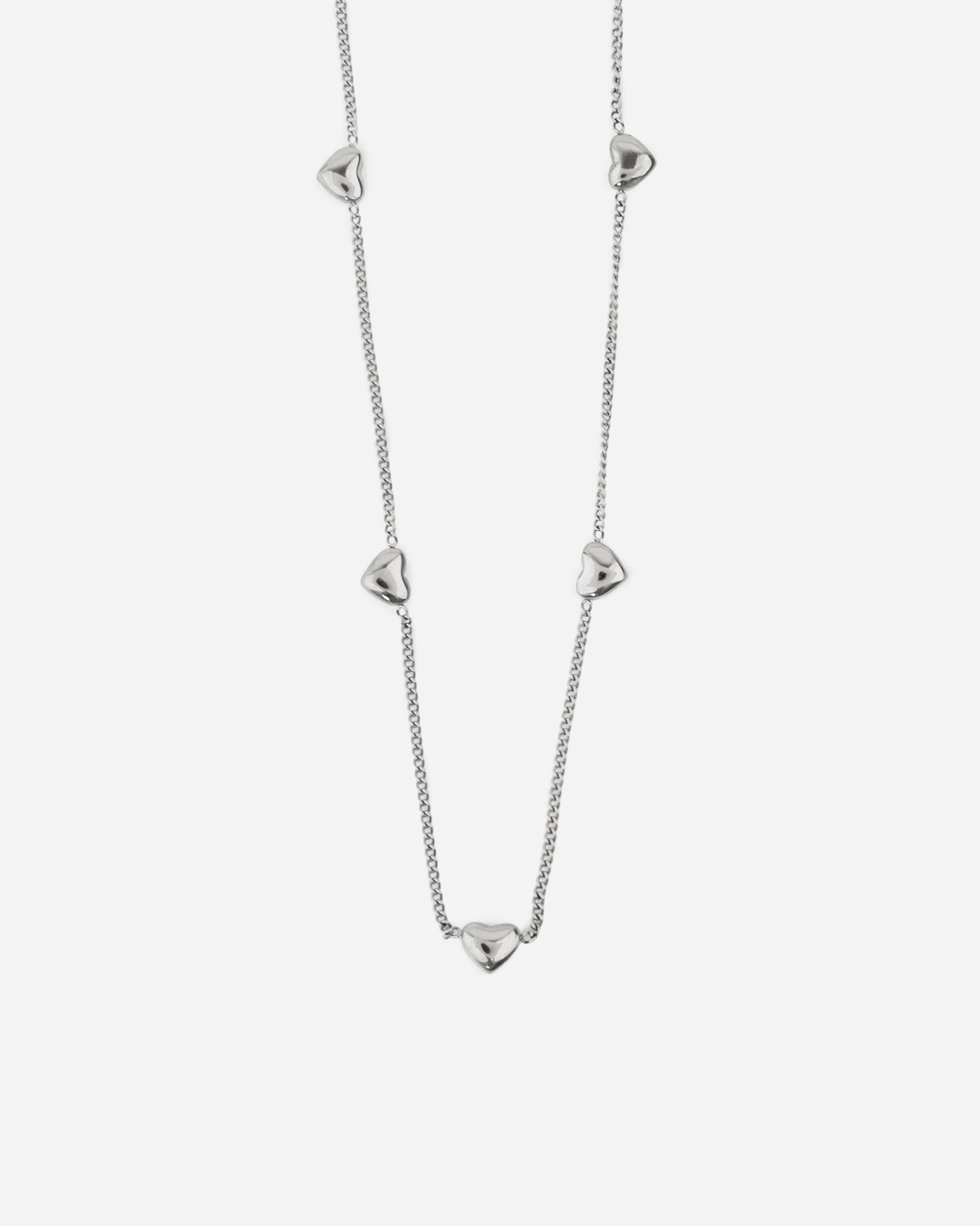 Hearts Silver Charm Necklace